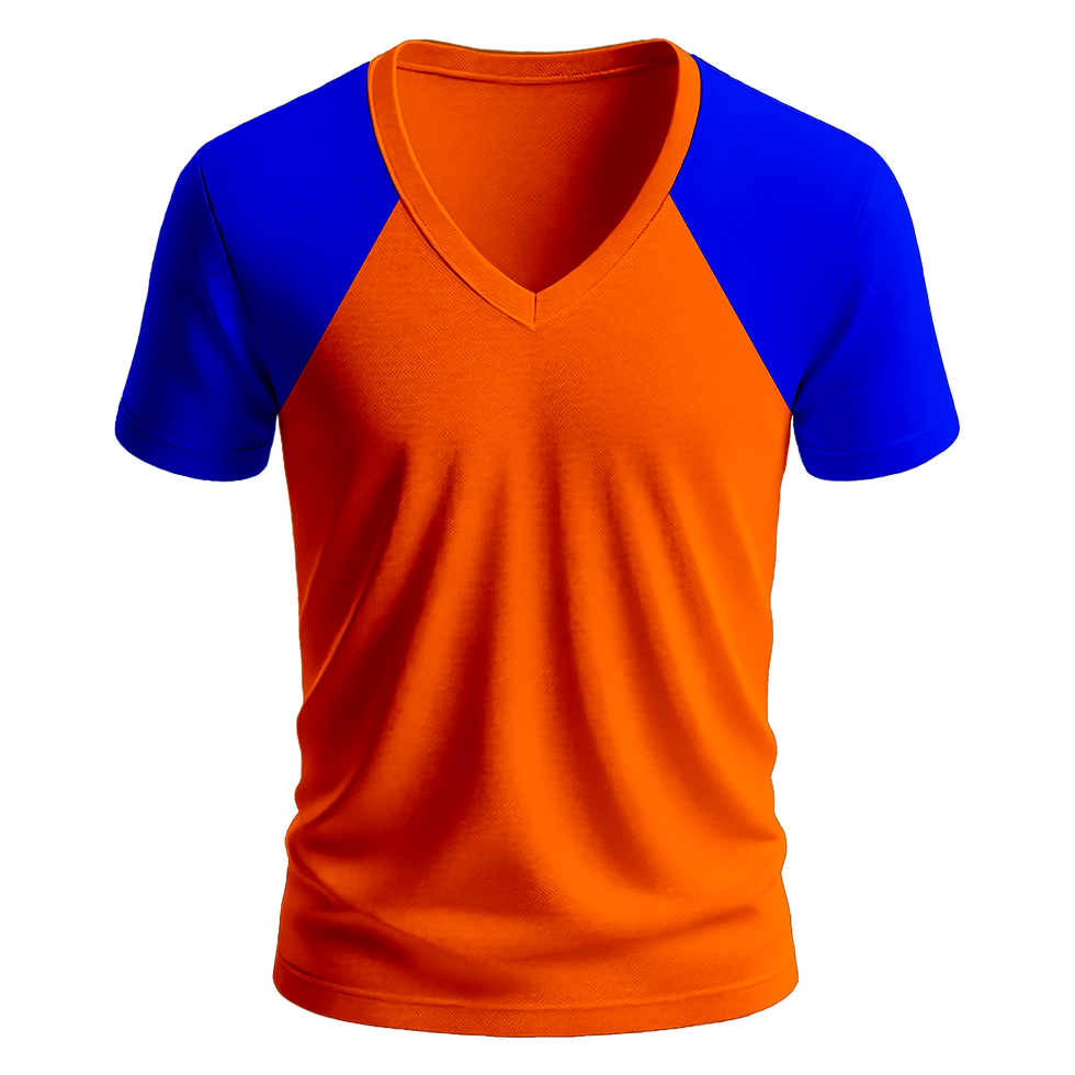 Küçük resim: Nazar Mavi Reglan Kol V Yaka T-Shirt (1638)