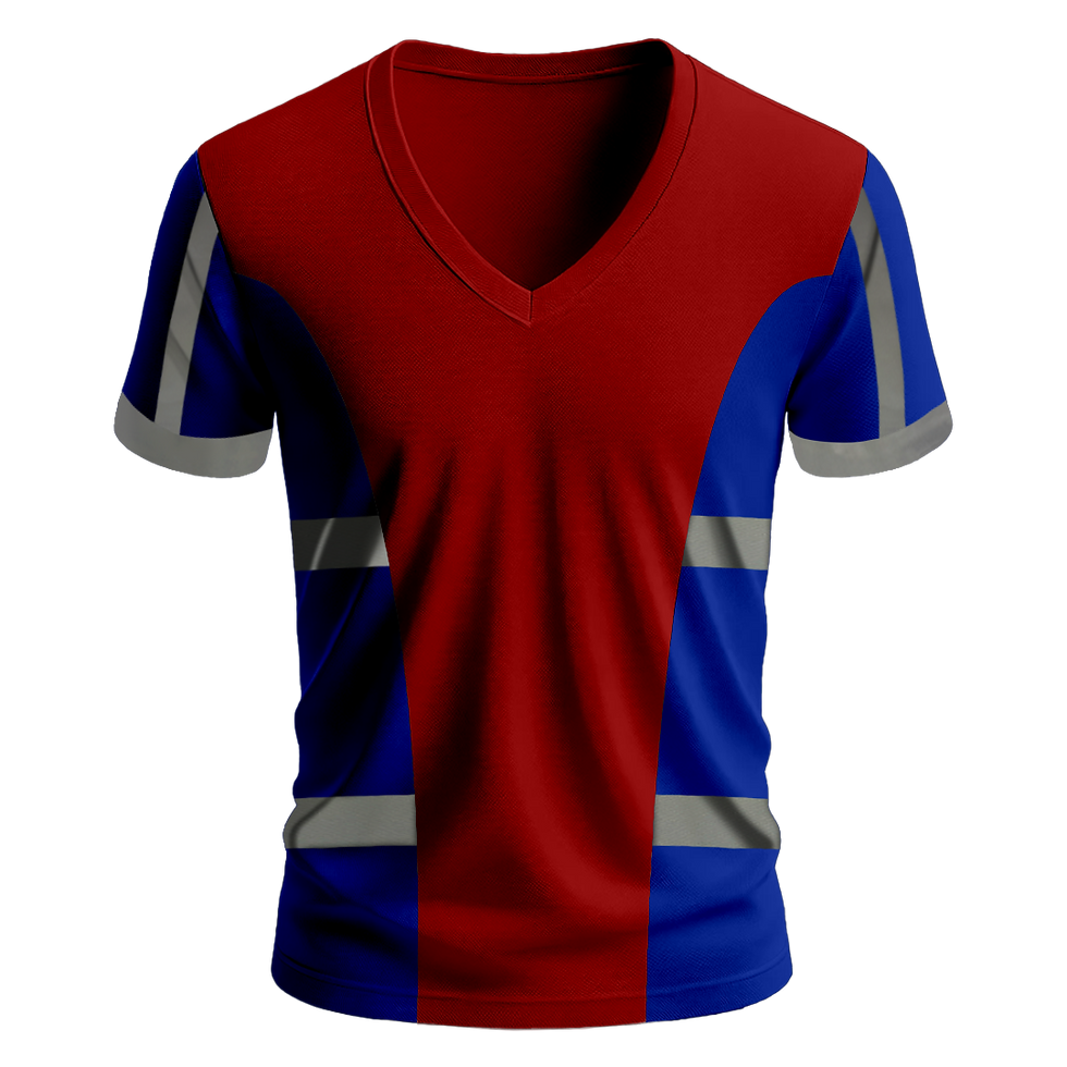 Küçük resim: Nazar Mavi Garni Reflektörlü V Yaka T-Shirt (1619)