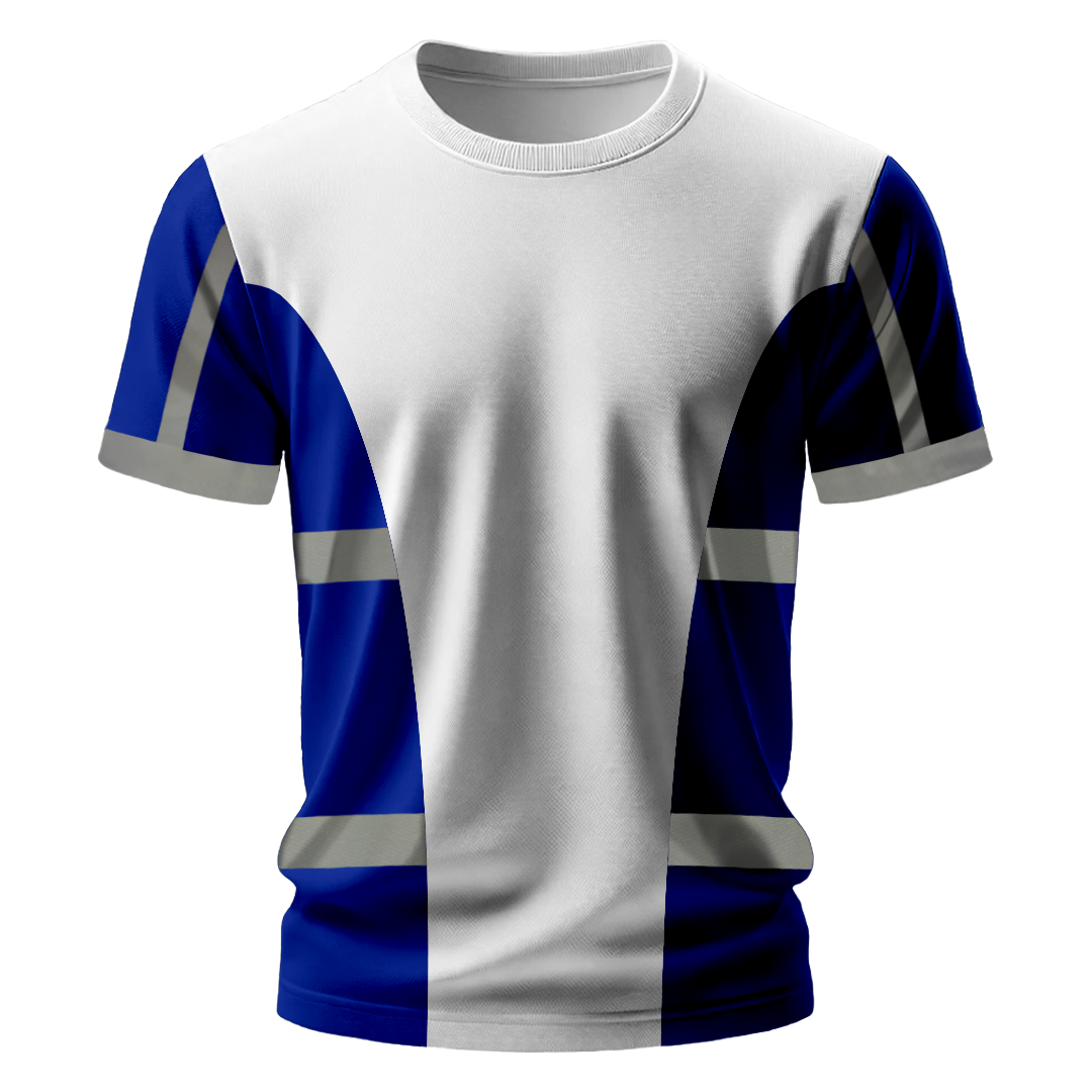 Nazar Mavi Garni Reflektörlü Bisiklet Yaka T-Shirt (1427)