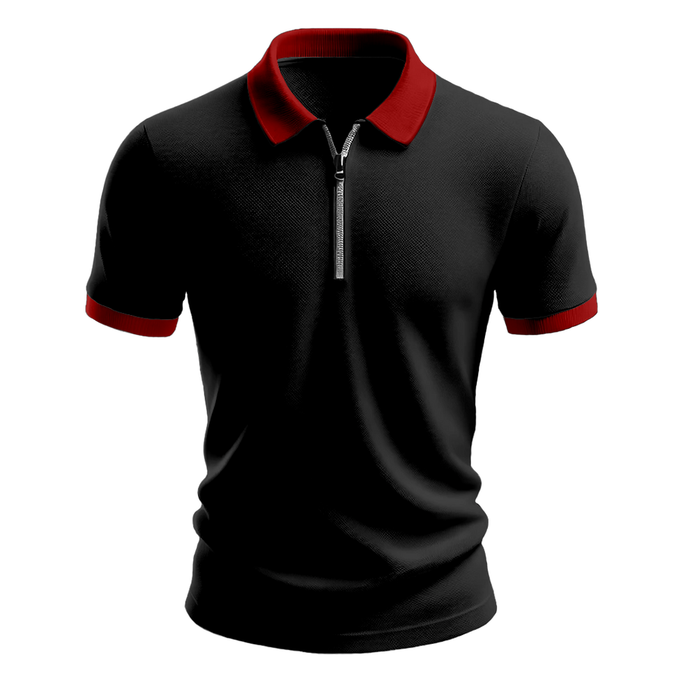 Küçük resim: Nazar Bordo Ribana Fermuarlı Polo Yaka T-Shirt (1202)