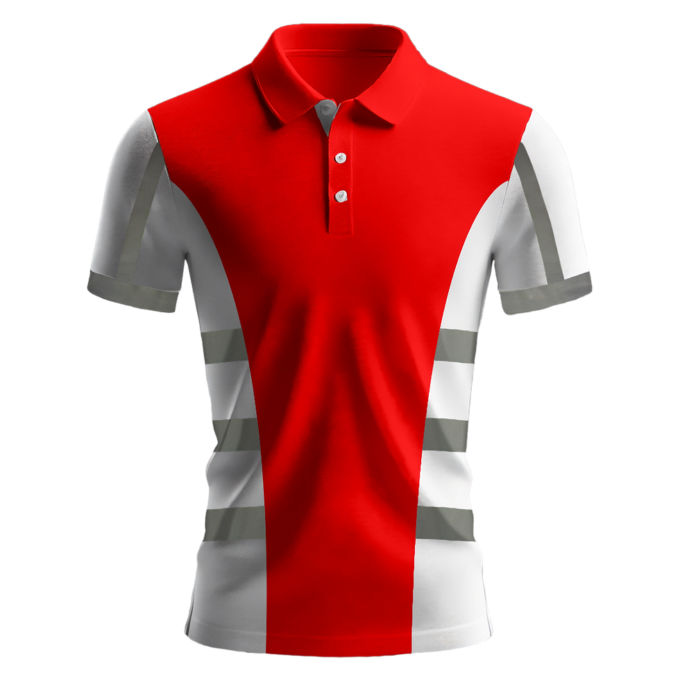 Küçük resim: Nazar Beyaz Garni Reflektörlü Polo Yaka T-Shirt (1034)