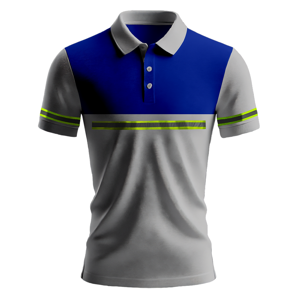 Küçük resim: Nazar Mavi Garni Reflektörlü Polo Yaka T-Shirt (1022)