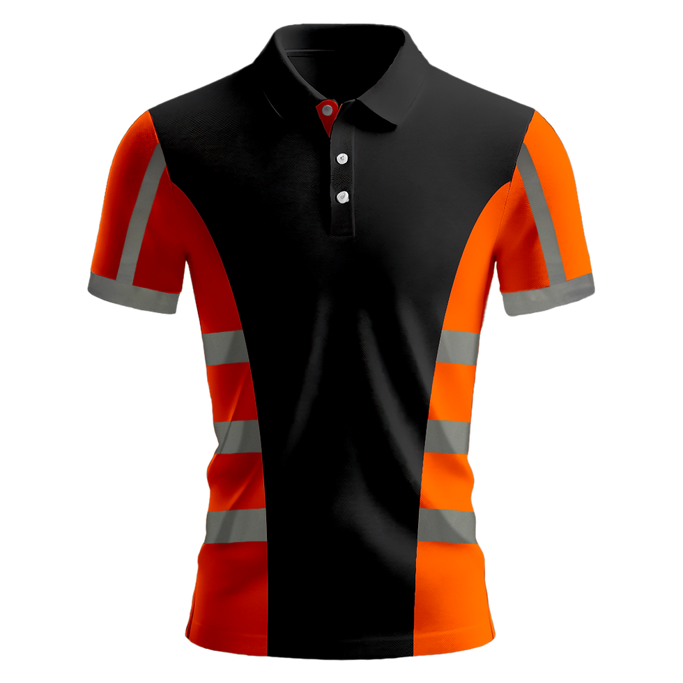 Küçük resim: Nazar Turuncu Garni Reflektörlü Polo Yaka T-Shirt (1036)