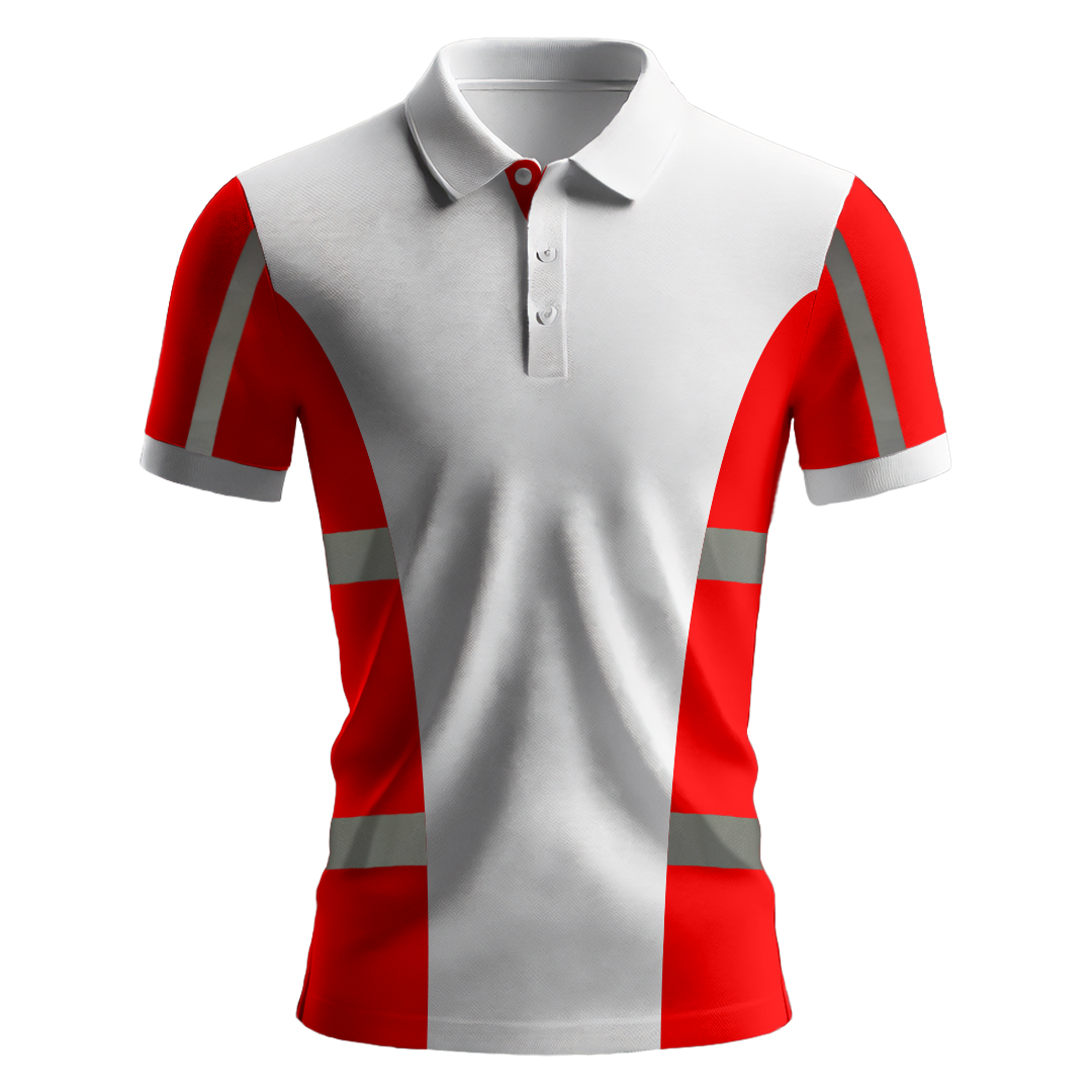 Nazar Kırmızı Garni Reflektörlü Polo Yaka T-Shirt (1029)