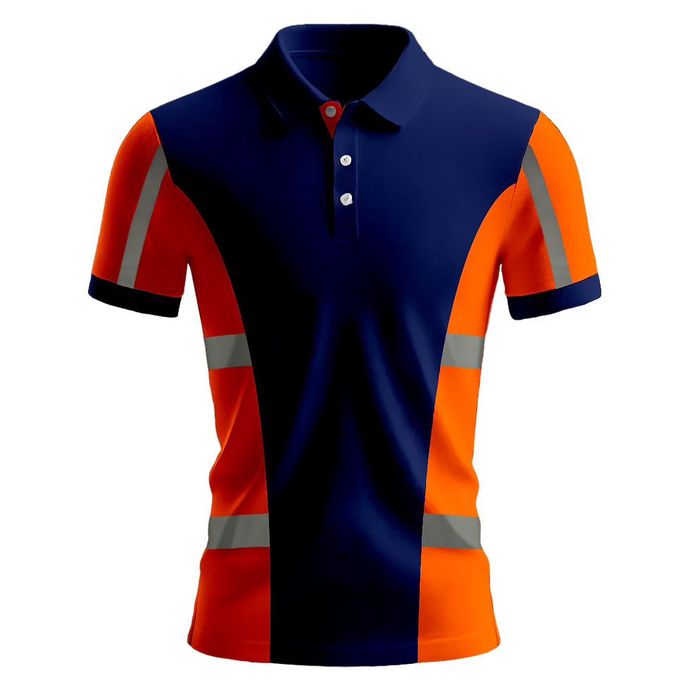 Küçük resim: Nazar Turuncu Garni Reflektörlü Polo Yaka T-Shirt (1028)