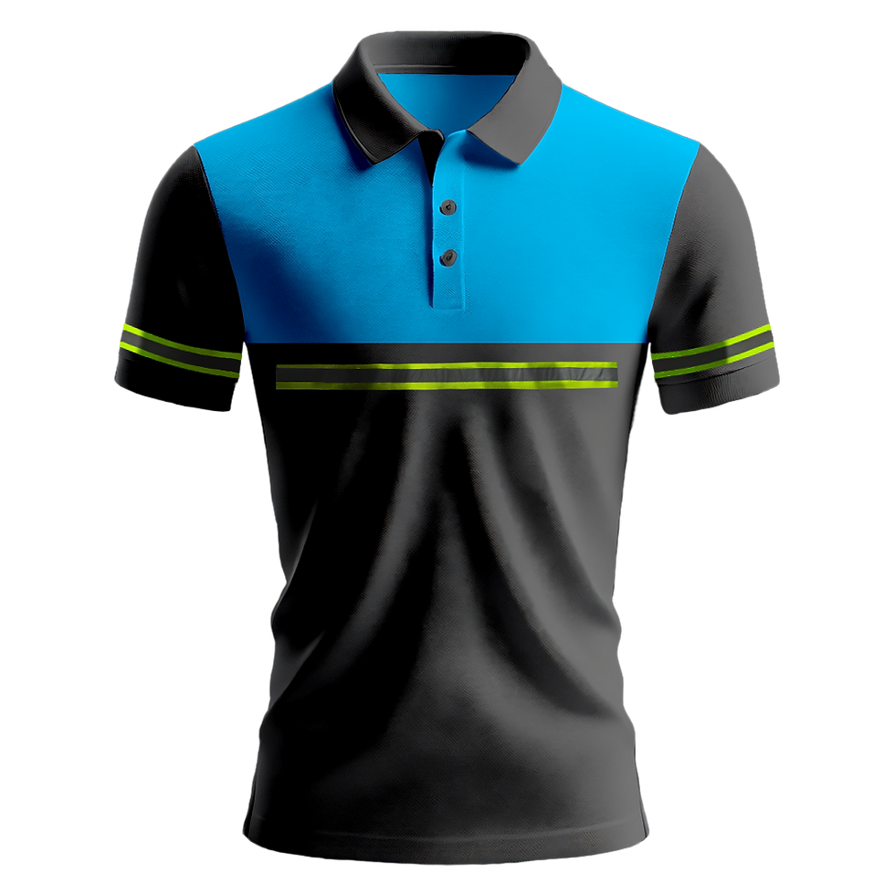 Küçük resim: Nazar Turkuaz Garni Reflektörlü Polo Yaka T-Shirt (1023)