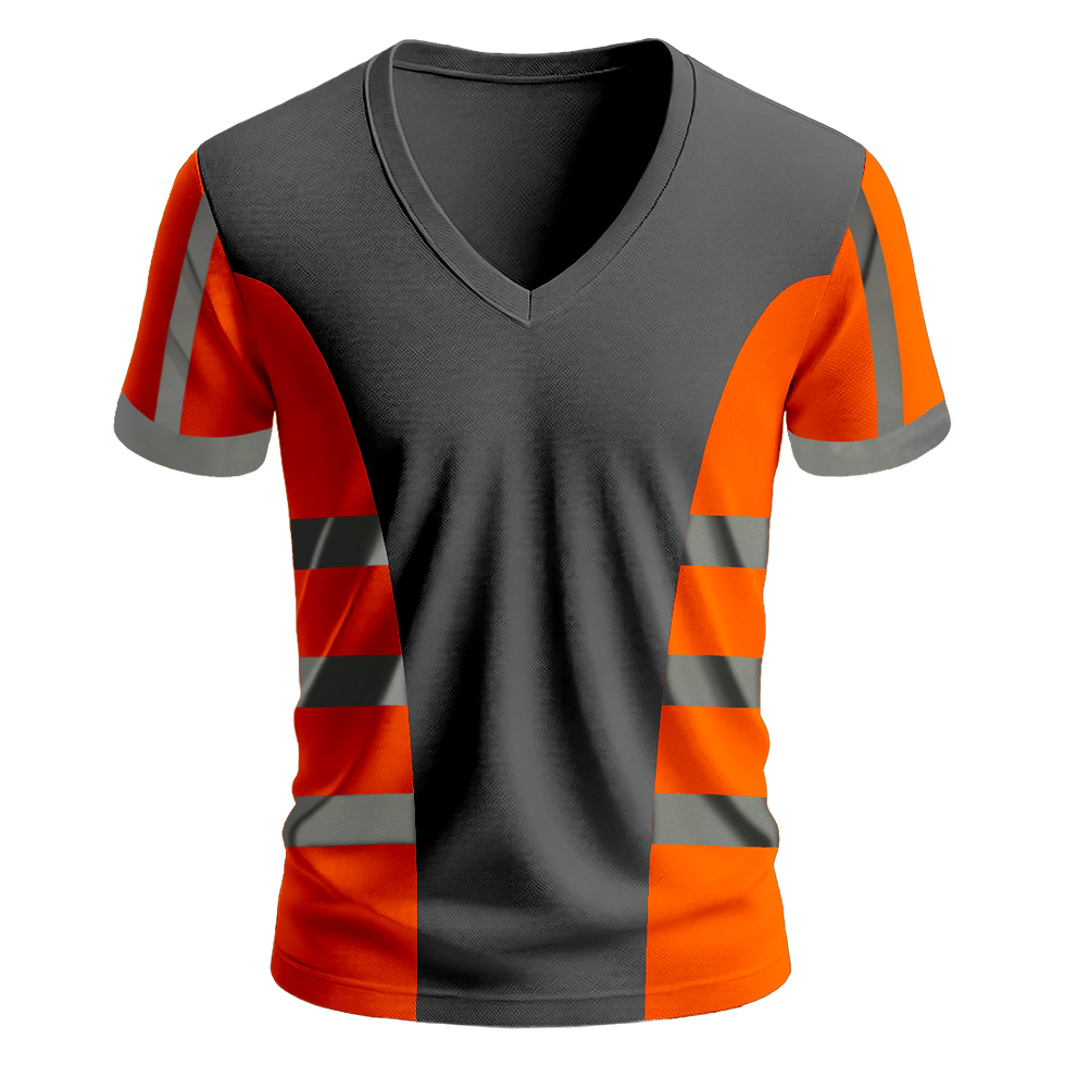 Küçük resim: Nazar Turuncu Garni Reflektörlü V Yaka T-Shirt (1625)