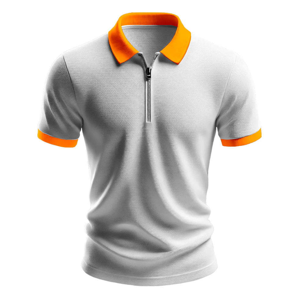 Küçük resim: Nazar Turuncu Ribana Fermuarlı Polo Yaka T-Shirt (1203)