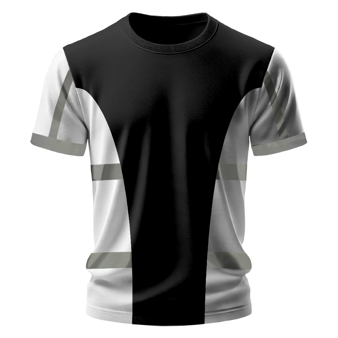 Nazar Beyaz Garni Reflektörlü Bisiklet Yaka T-Shirt (1423)