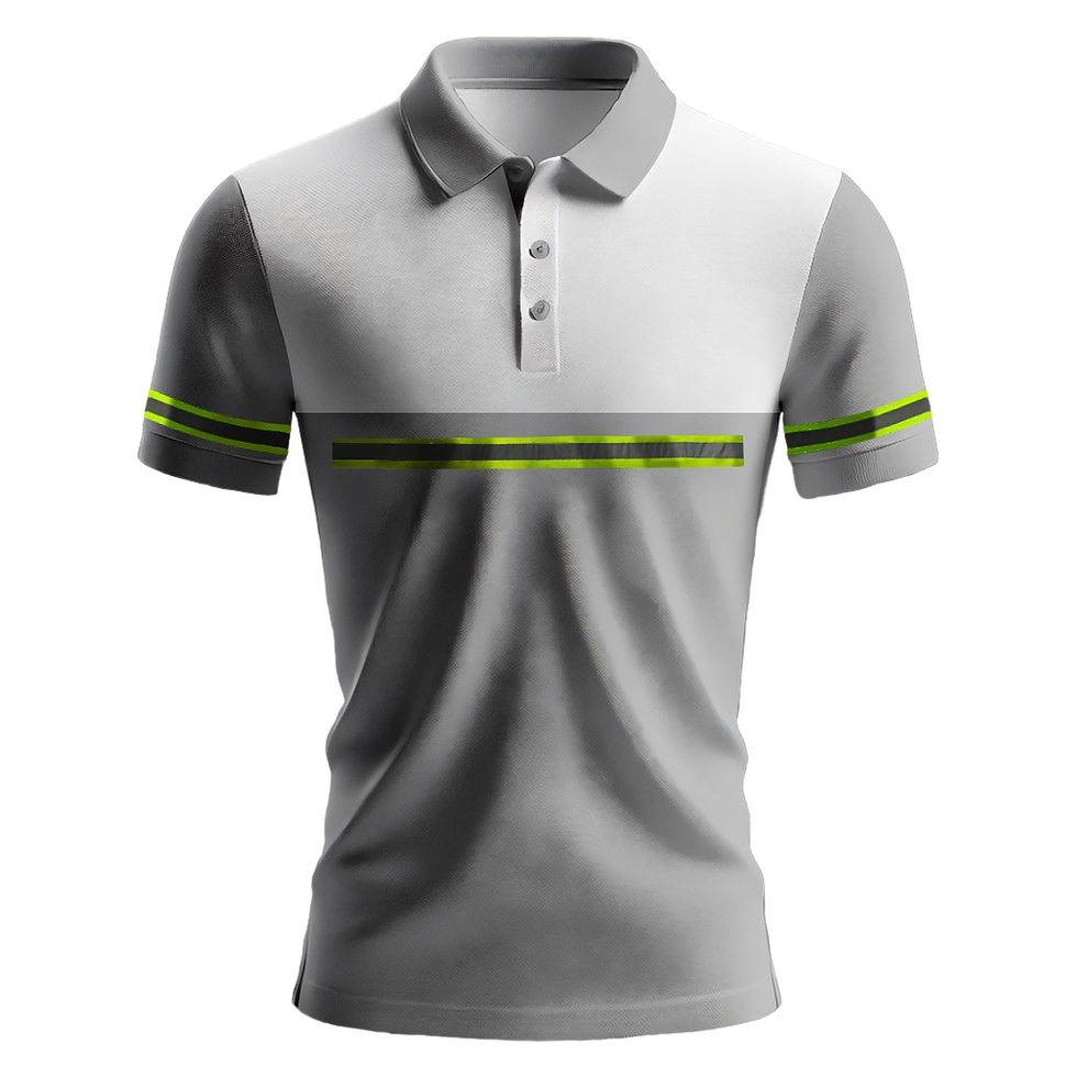 Küçük resim: Nazar Beyaz Garni Reflektörlü Polo Yaka T-Shirt (1019)