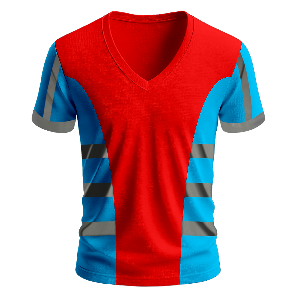Küçük resim: Nazar Turkuaz Garni Reflektörlü V Yaka T-Shirt (1628)