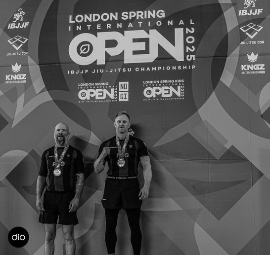 Legacy Jiujitsu's Coach Joe getting his gold medal at London's IBJJF