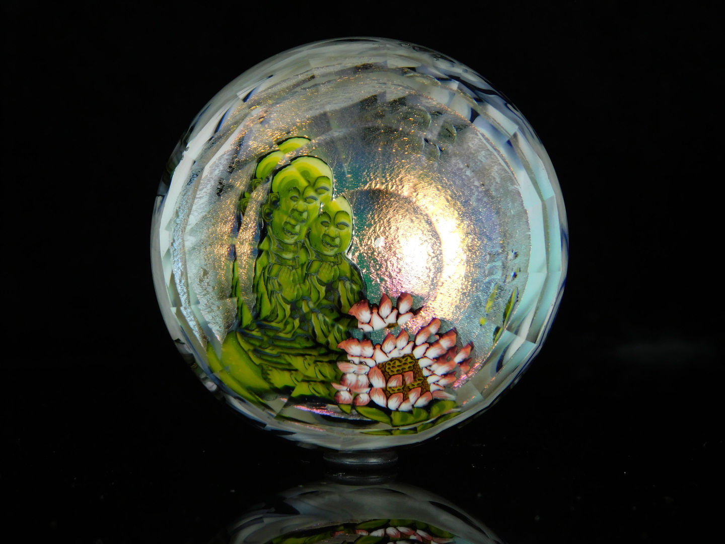 Japanese tattoo-inspired faceted marble 