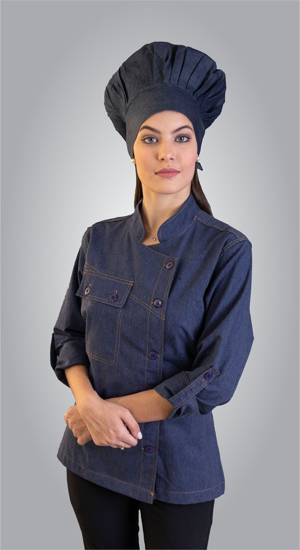 GOURMET_DOLMA MANJERICÃO FEM_CALÇA FEM CÓS E ZÍPER_TOUCA EMPREGUETE