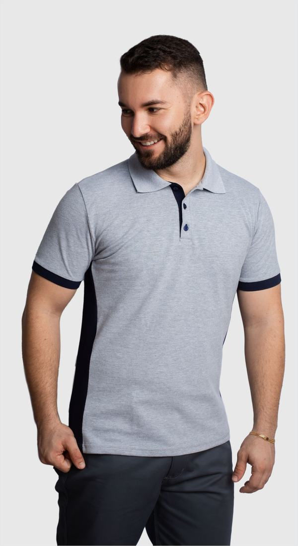 Uniforme da linha Agro: Polo Mescla Det Preto + Calça Esporte Fino Chumbo