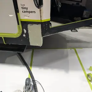 Caravan being repaired.