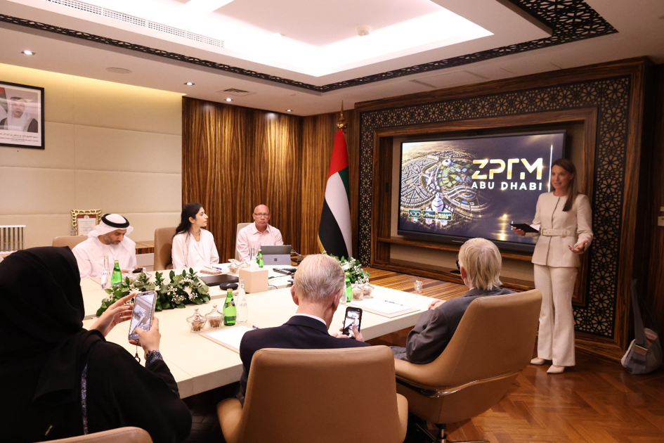 Presenter Amy Gillingham introduces the ZPTM Abu Dhabi vision to invited media and guests at the presentation on 7 October 2026.