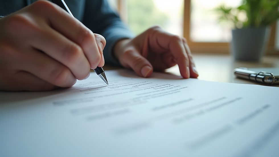 Close-up view of a consumer filing a complaint form