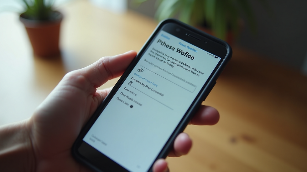 Eye-level view of a smartphone displaying a privacy consent form