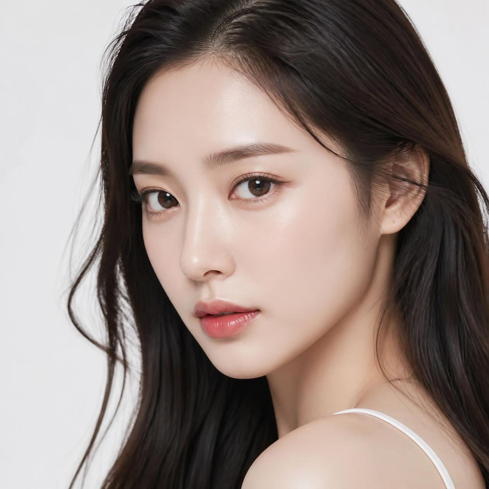 hyper realistic beautiful Korean woman beauty model, bright eyes, white skin, piercing loo