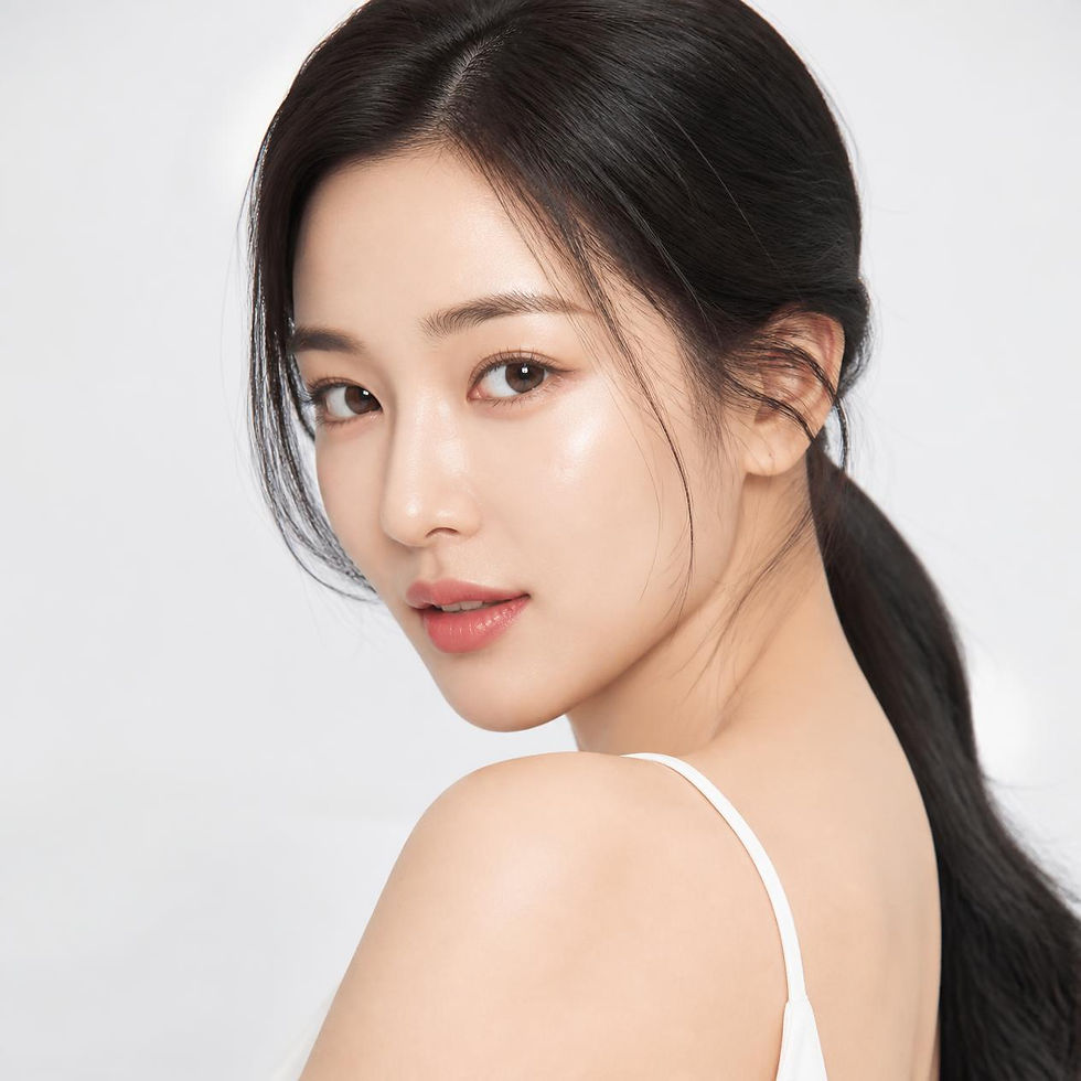 hyper realistic beautiful Korean woman beauty model, bright eyes, white skin, piercing loo