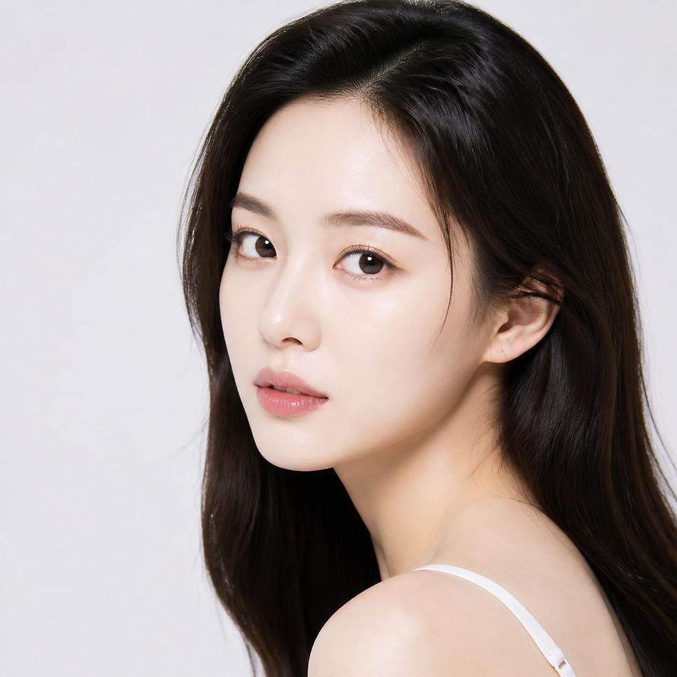 hyper realistic beautiful Korean woman beauty model, bright eyes, white skin, piercing loo