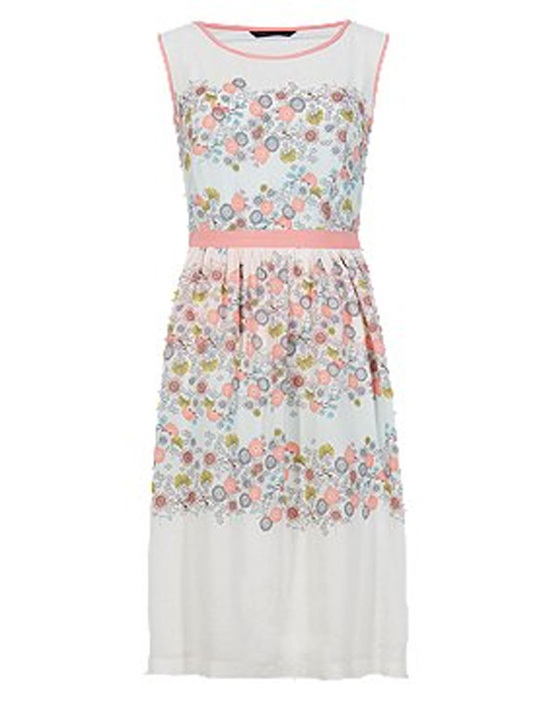 M&S Collection 70s Bohemian Floral Fit & Flare Prom Dress T42/2496