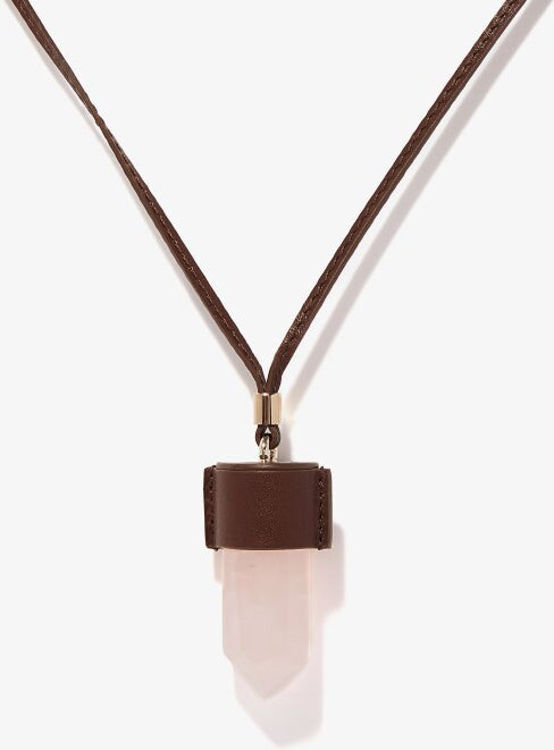 CHLOE★素敵!leather and rose quartz necklace CHLOÉ Jemma Rose Quartz And Leather Necklace (RARE