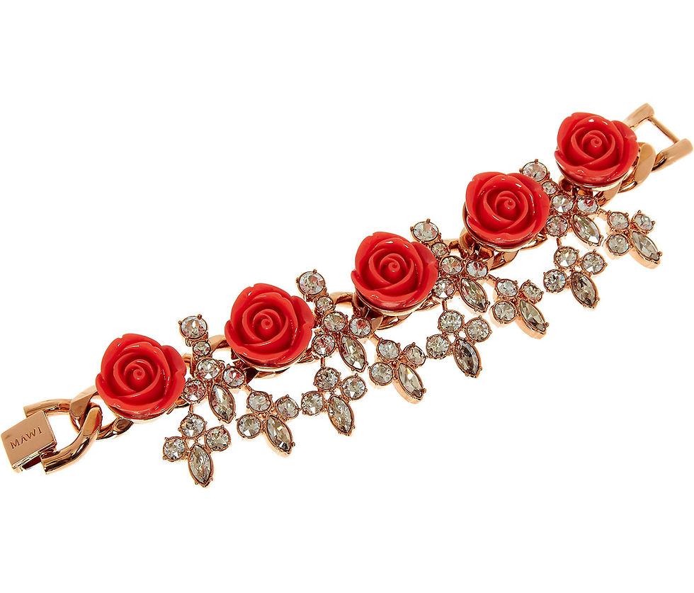 MAWI LONDON Multi Rose and Swarovski Crystals Bracelet (RARE & COLLECTABLE)