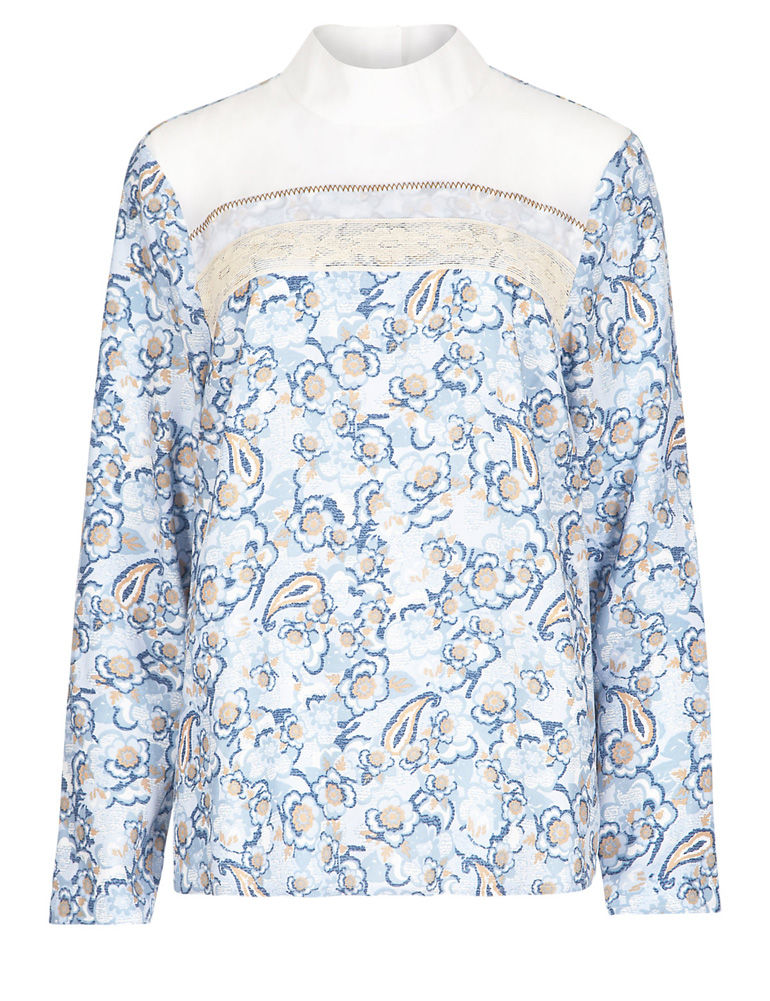 M&S Limited Edition 70's style Floral Panelled Blouse T69/8633J