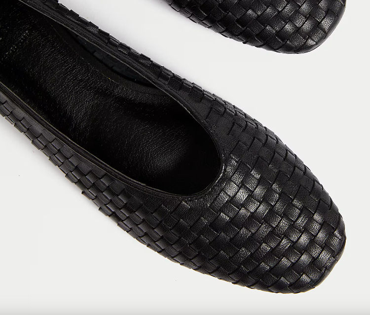 Miniature : M&S COLLECTION Leather Woven Flat Ballet Pumps