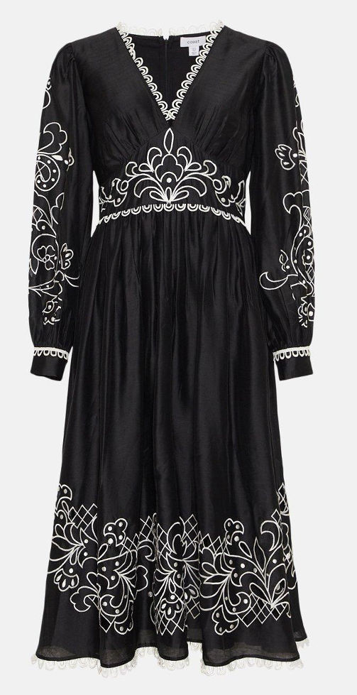 Thumbnail: COAST V Neck Cutwork And Embroidery Midi Dress (RARE & COLLECTABLE)