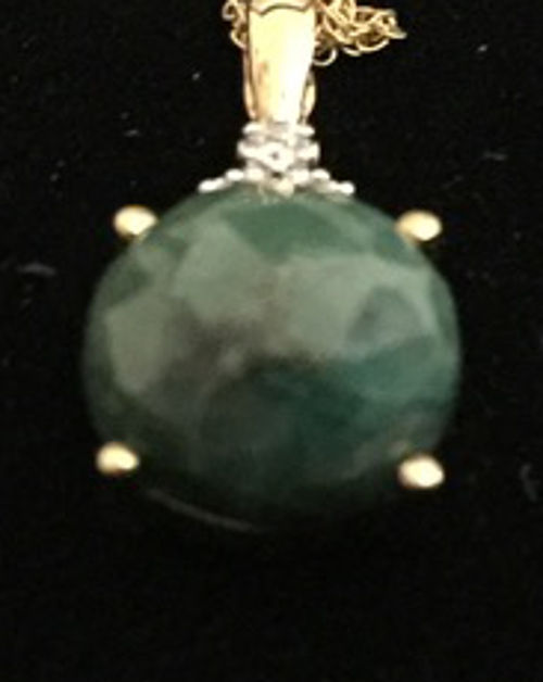 縮圖：PAVE PRIVE 18ct Yellow Gold with Green Corundum Drop Pendant on Chain 46cm (R&C)
