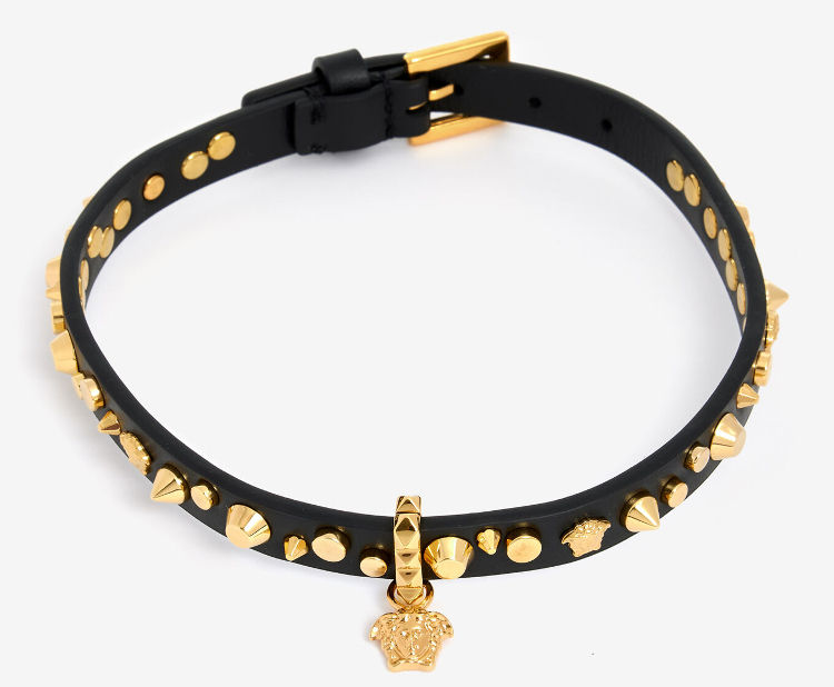 VERSACE Gold Tone Studded Leather Choker (RARE & COLLECTABLE)