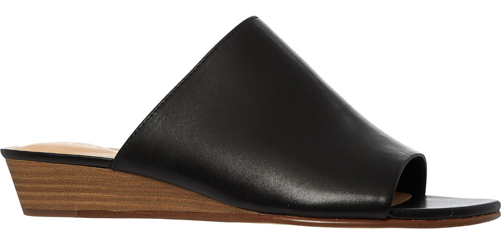 CLARKS Black Leather Mena Rose Sandals