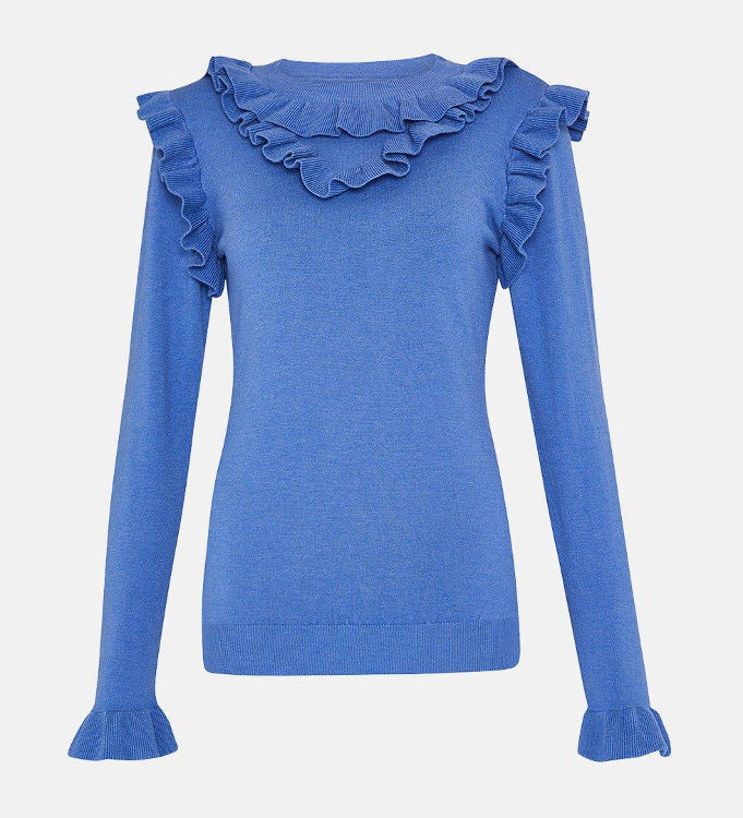 Miniatura: KAREN MILLEN Ruffle Collar Long Sleeve Jumper (RARE & COLLECTABLE)