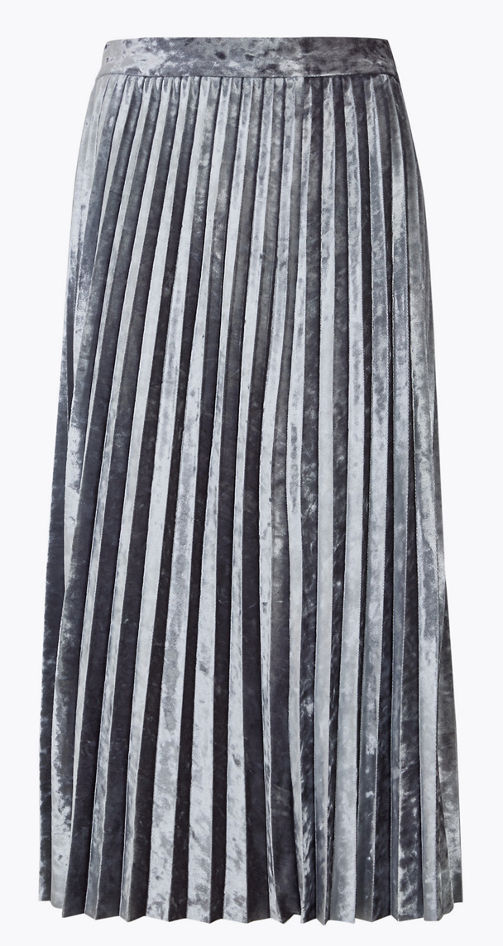Miniature : M&S COLLECTION Jersey Velvet Pleated Midi Skirt T42/4338