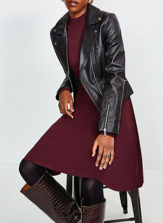 Thumbnail: KAREN MILLEN Long Sleeve Funnel Neck Viscose Jersey Dress (RARE & COLLECTABLE)