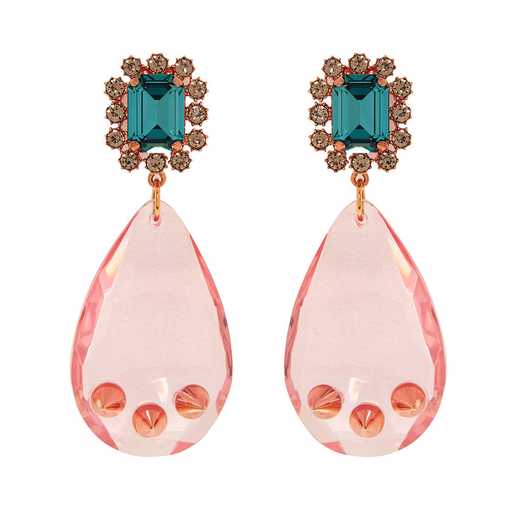 MAWI LONDON Rose Gold Tone Crystal Earrings (RARE & COLLECTABLE)