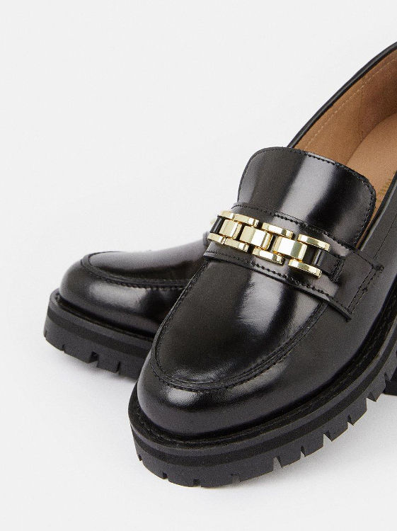 Thumbnail: KAREN MILLEN Premium Leather Chain Link Strap Loafer (RARE & COLLECTABLE)