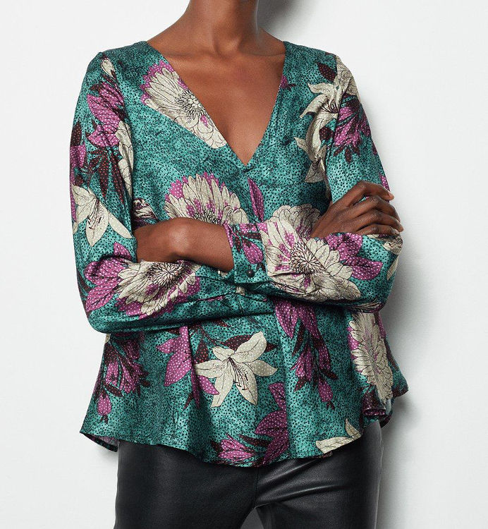 KAREN MILLEN Floral Satin Swing Top (RARE & COLLECTABLE)