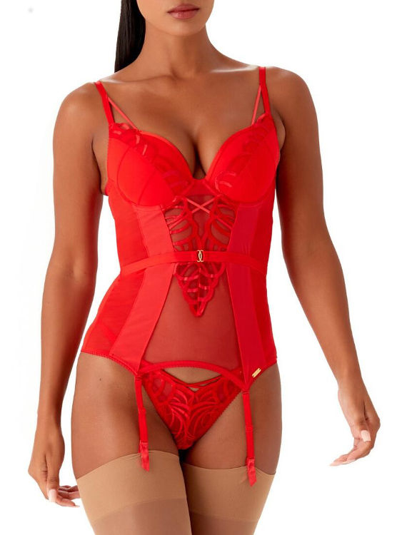 Miniatyrbild: GOSSARD Fiesta Padded Embroidered Mesh Panel Basque