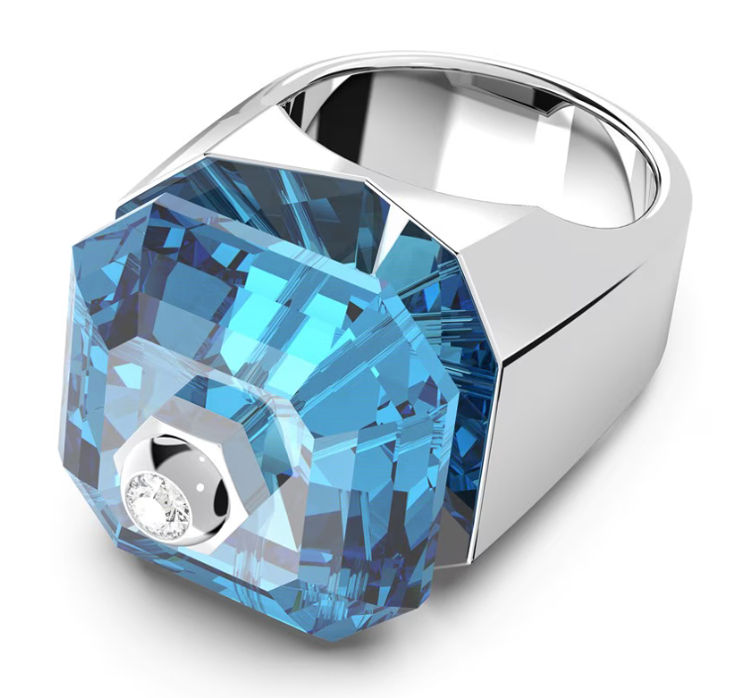 SWAROVSKI Numina Ring, Square cut, Blue, Rhodium Plated (RARE & COLLECTABLE)