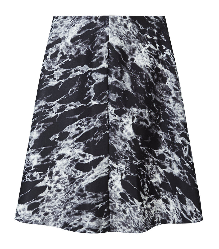 Thumbnail: M&S Collection Monochrome Marble Print Mini A-Line Skirt T57/7476