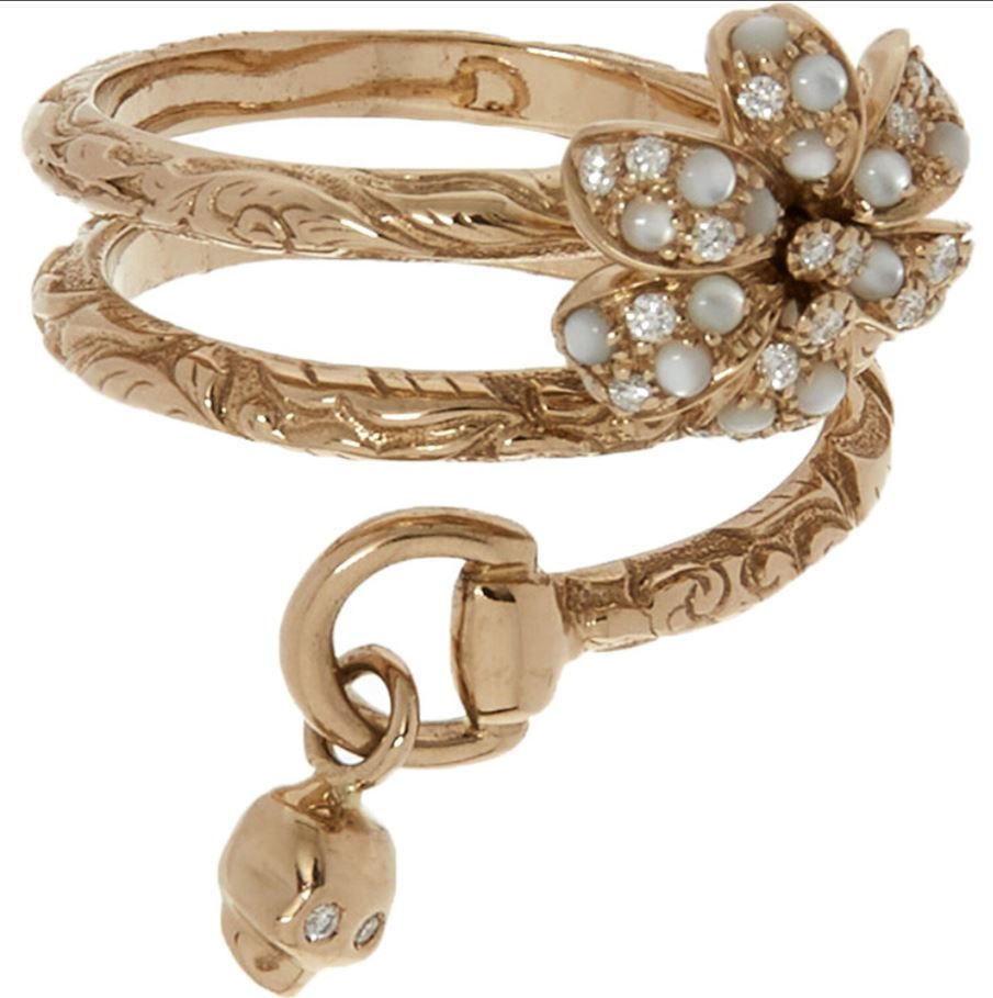 GUCCI 18ct Gold Skull Flower Wrap Ring (RARE & COLLECTABLE)