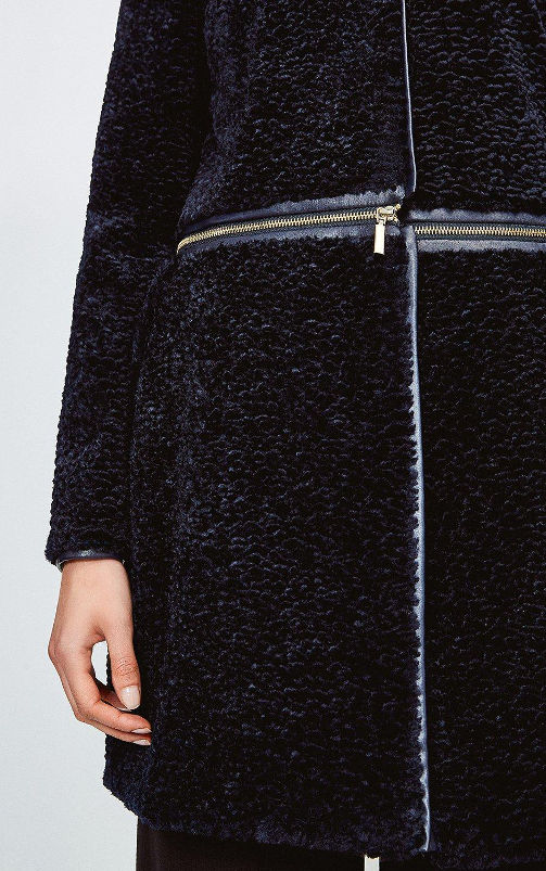 Miniaturebillede: KAREN MILLEN Signature Faux Astrakhan Zip Coat (RARE & COLLECTABLE)
