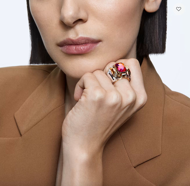 Thumbnail: SWAROVSKI Chroma Cocktail Ring, Apricot, Gold-Tone Plated (RARE & COLLECTABLE)