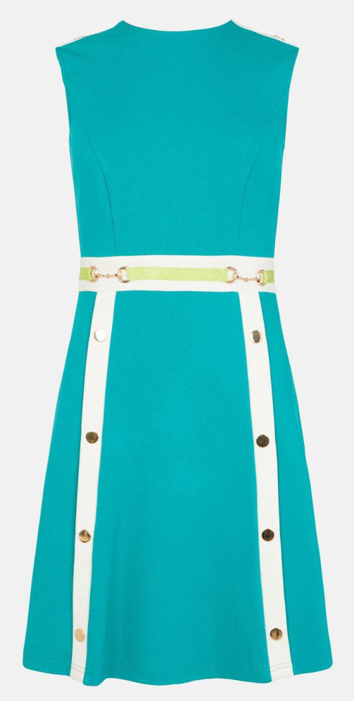 Thumbnail: KAREN MILLEN Snaffle Trim Colour Block Ponte Jersey Dress (RARE & COLLECTABLE)