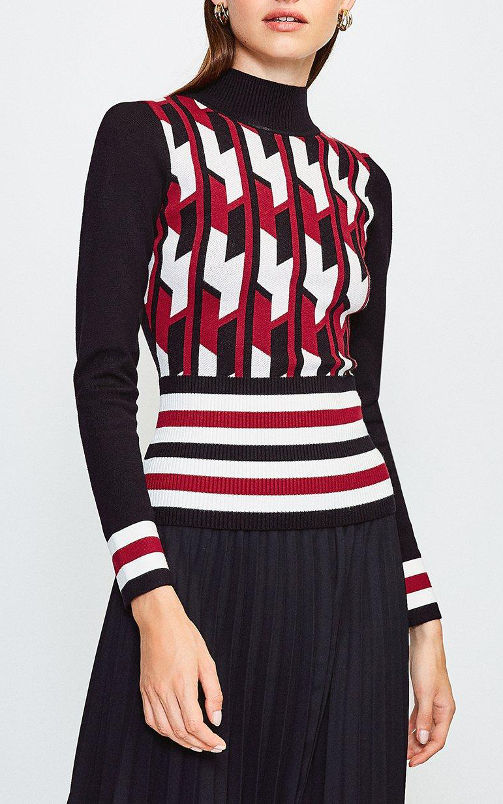 KAREN MILLEN Geo Stripe Knit Jumper (RARE & COLLECTABLE)