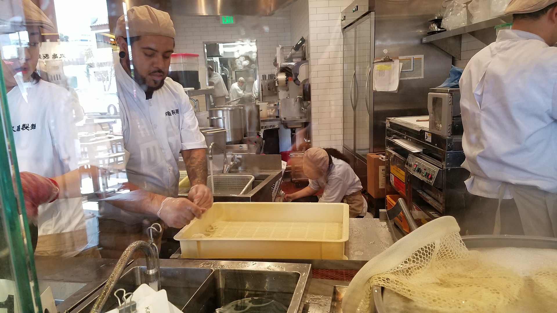 sorting the noodles